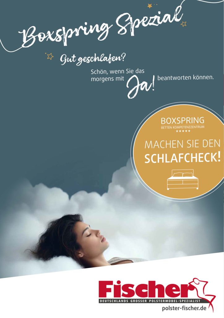 Schlafende Frau auf einem komfortablen Boxspringbett beim Boxspring Spezial von Polstermöbel Fischer – erholsamer Schlaf, Schlafcheck im Boxspring Betten Kompetenzzentrum