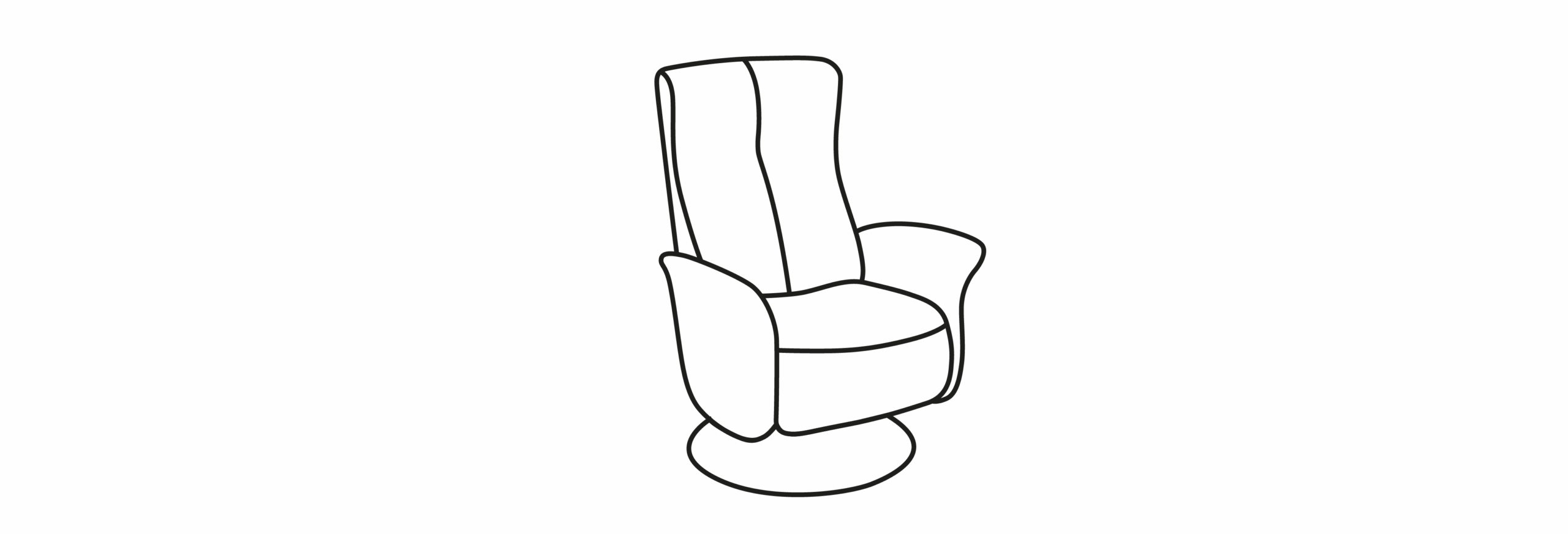 Icon mit einem TV-Sessel aus schwarzen Linien mit Armlehnen und hoher Lehne